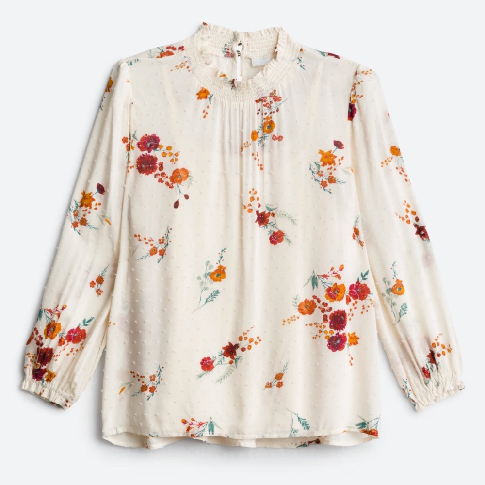 LUQ Cebria Mockneck Swiss Dot Top